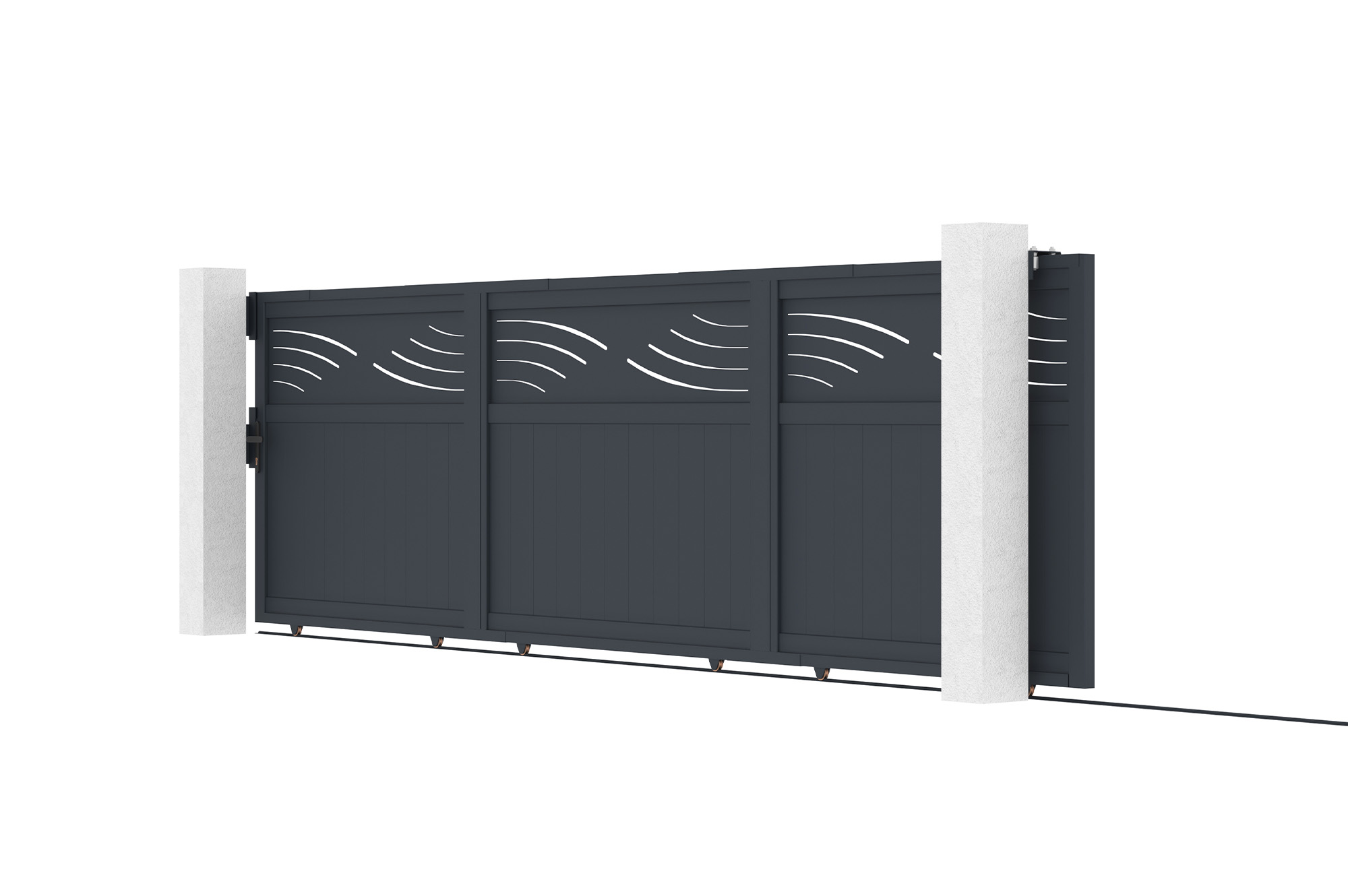 HALTI 5 m-es tolókapu, 140 cm magas, szürke alumínium 2