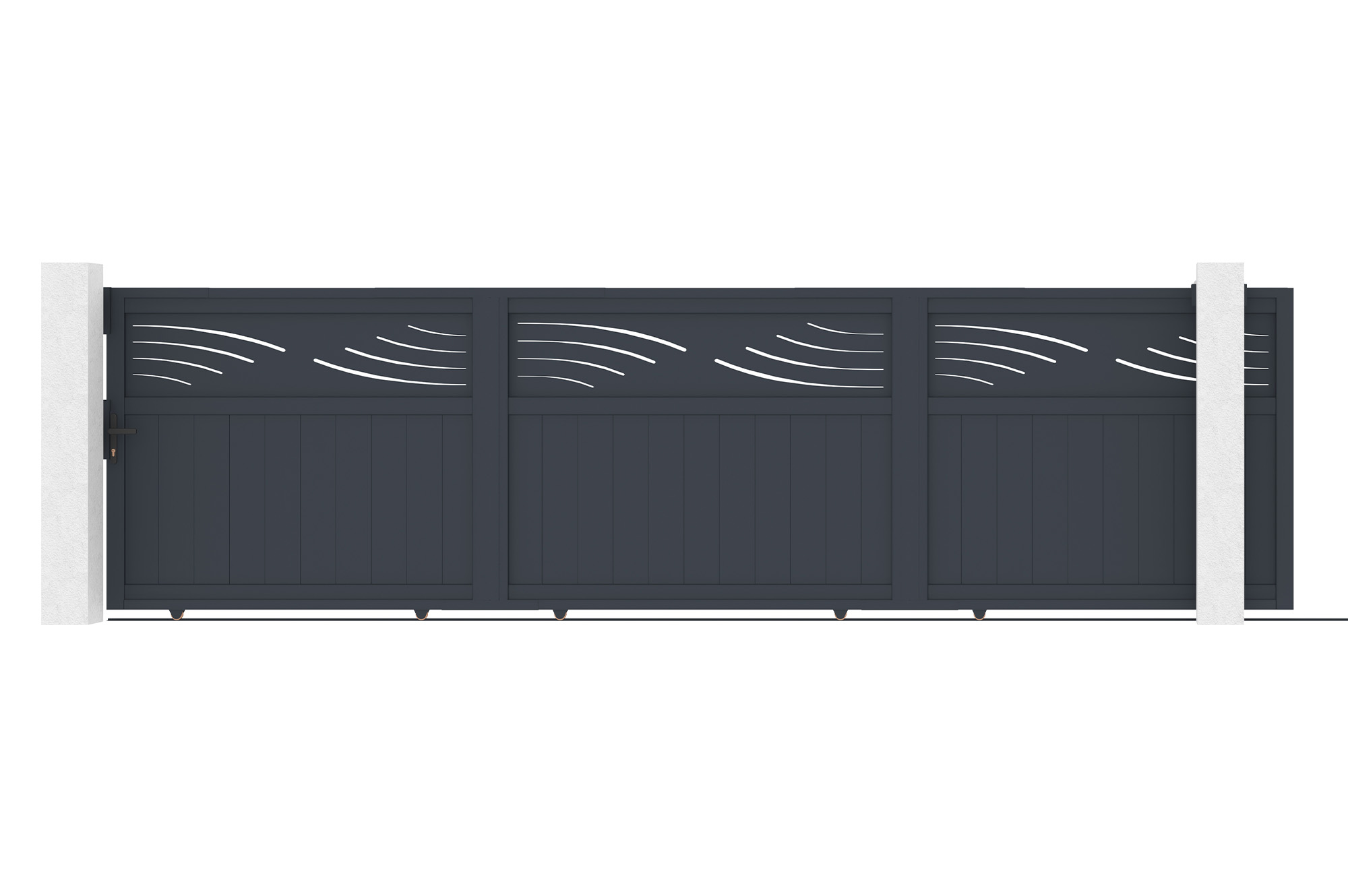 HALTI 5 m-es tolókapu, 140 cm magas, szürke alumínium 1