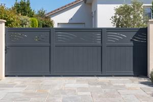 Portail coulissant 5m HALTI H.140cm aluminium gris main image