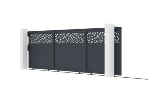 Portail coulissant 5m DOLOMITE RUIVO H.140cm aluminium gris + Poteau EIFEL 20x20cm aluminium H.166cm gris anthracite 2