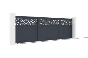 Portail coulissant 5m DOLOMITE RUIVO H.140cm aluminium gris + Poteau EIFEL 20x20cm aluminium H.166cm gris anthracite 3