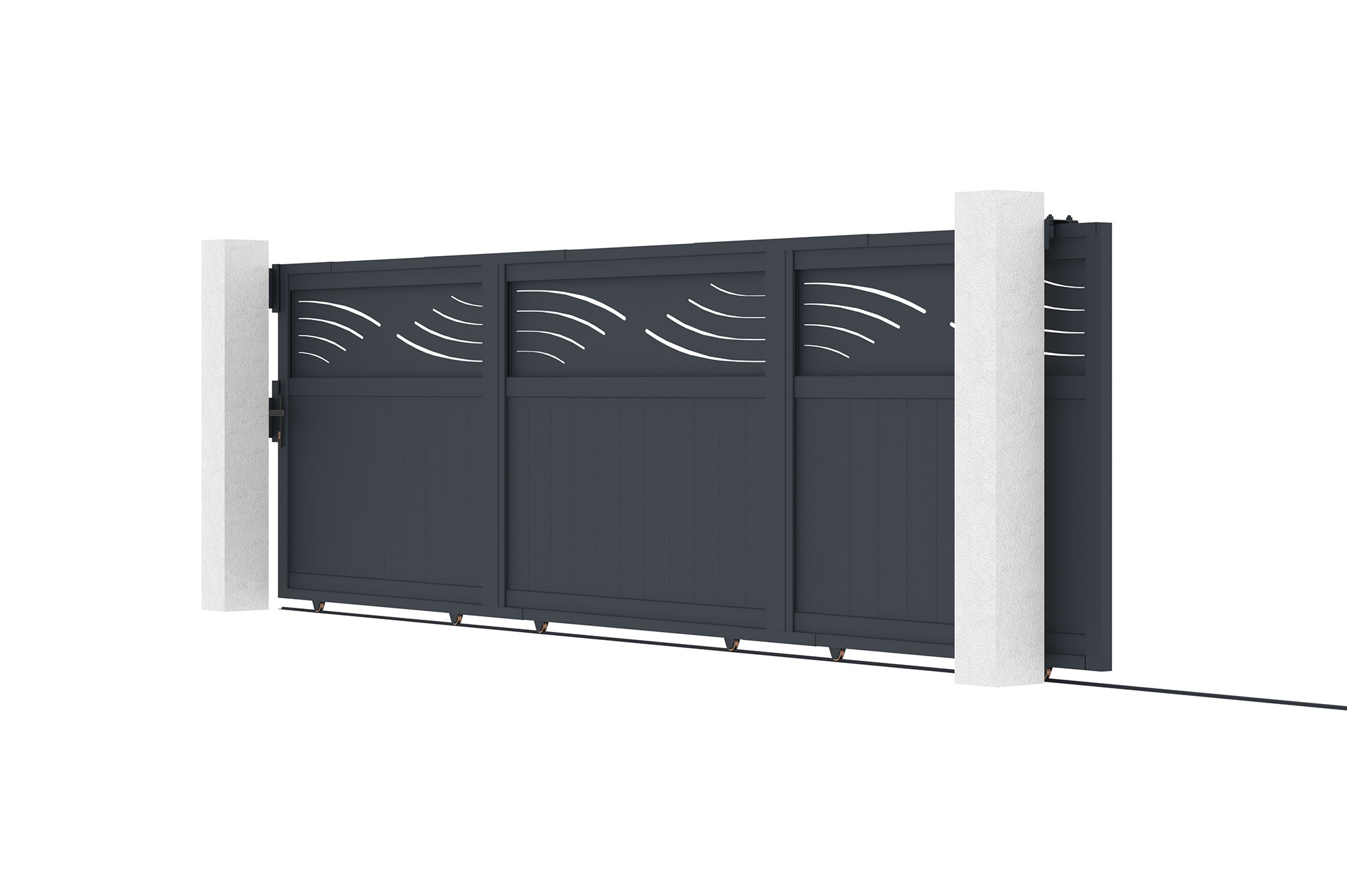 Posuvná brána HALTI 5m, výška 160 cm, sivý hliník 2