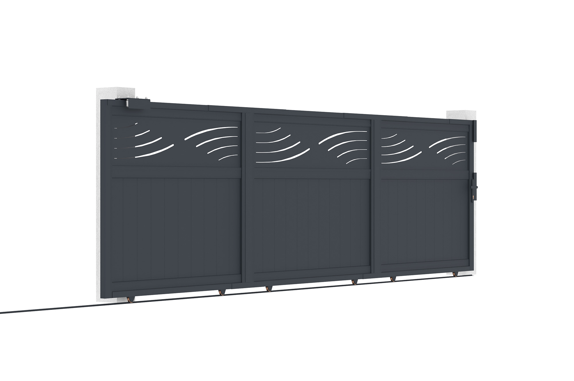 Posuvná brána HALTI 5m, výška 160 cm, sivý hliník 7