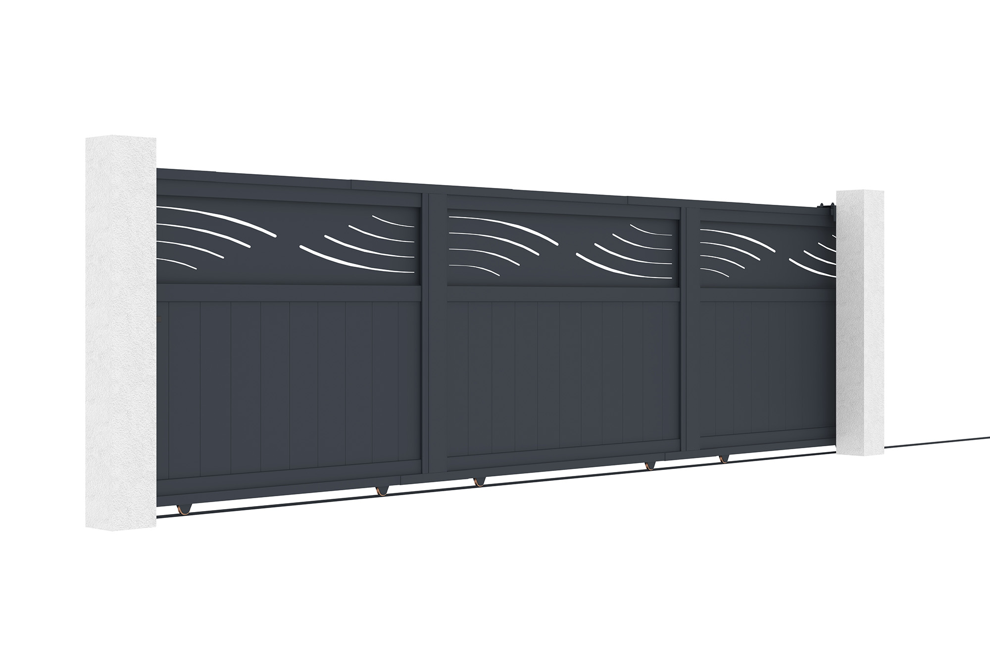 Posuvná brána HALTI 5m, výška 160 cm, sivý hliník 3