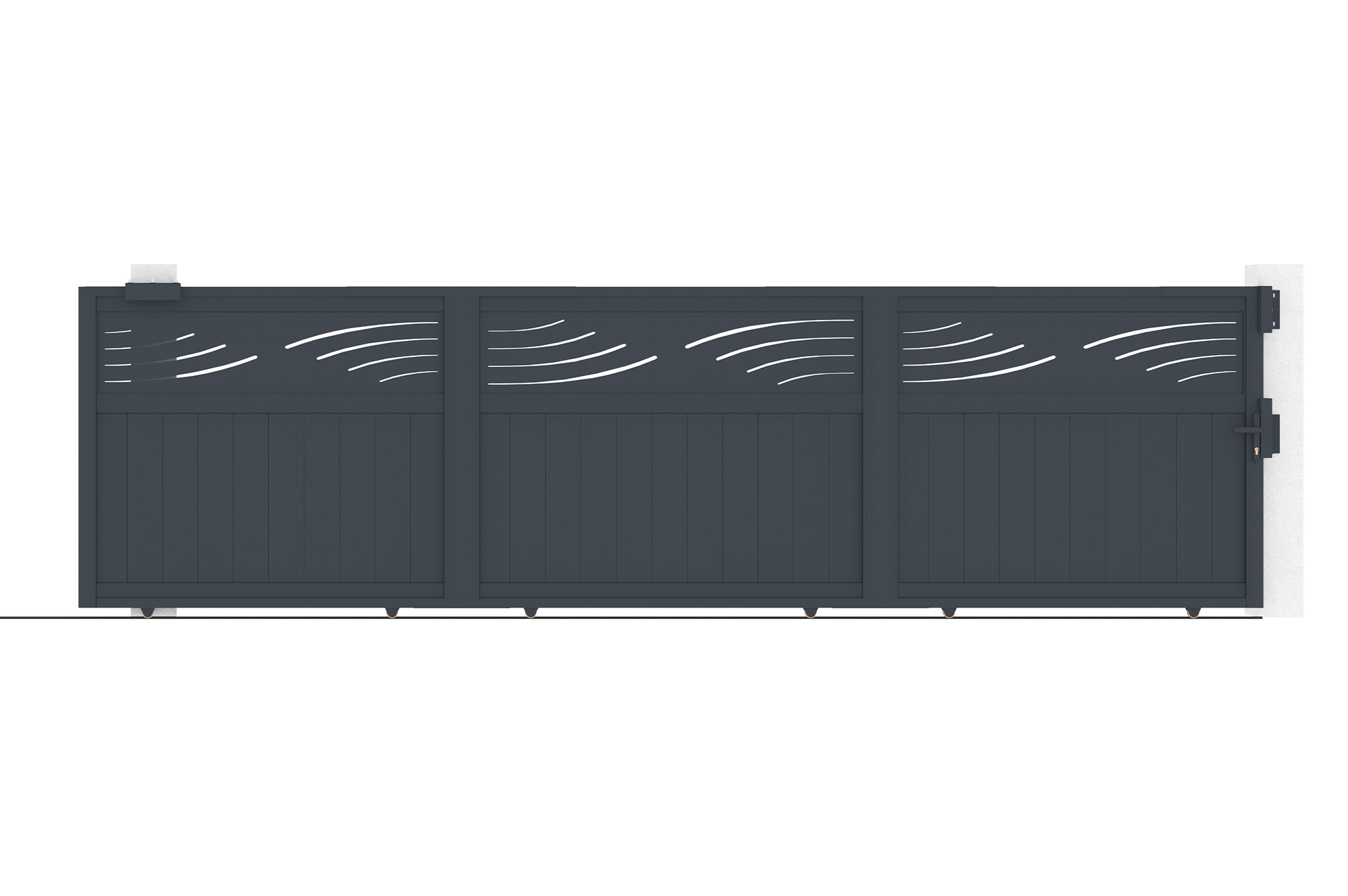 Posuvná brána HALTI 5m, výška 160 cm, sivý hliník 5