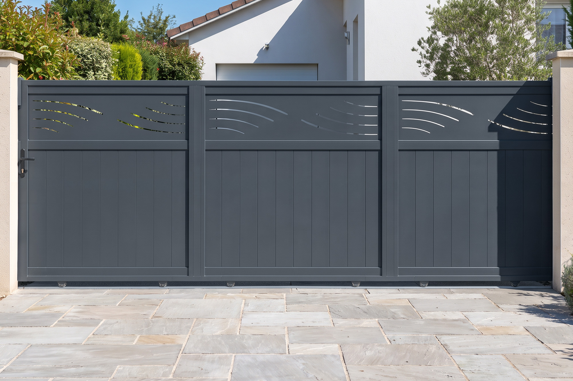 Portail coulissant 5m HALTI H.160cm aluminium gris main_image