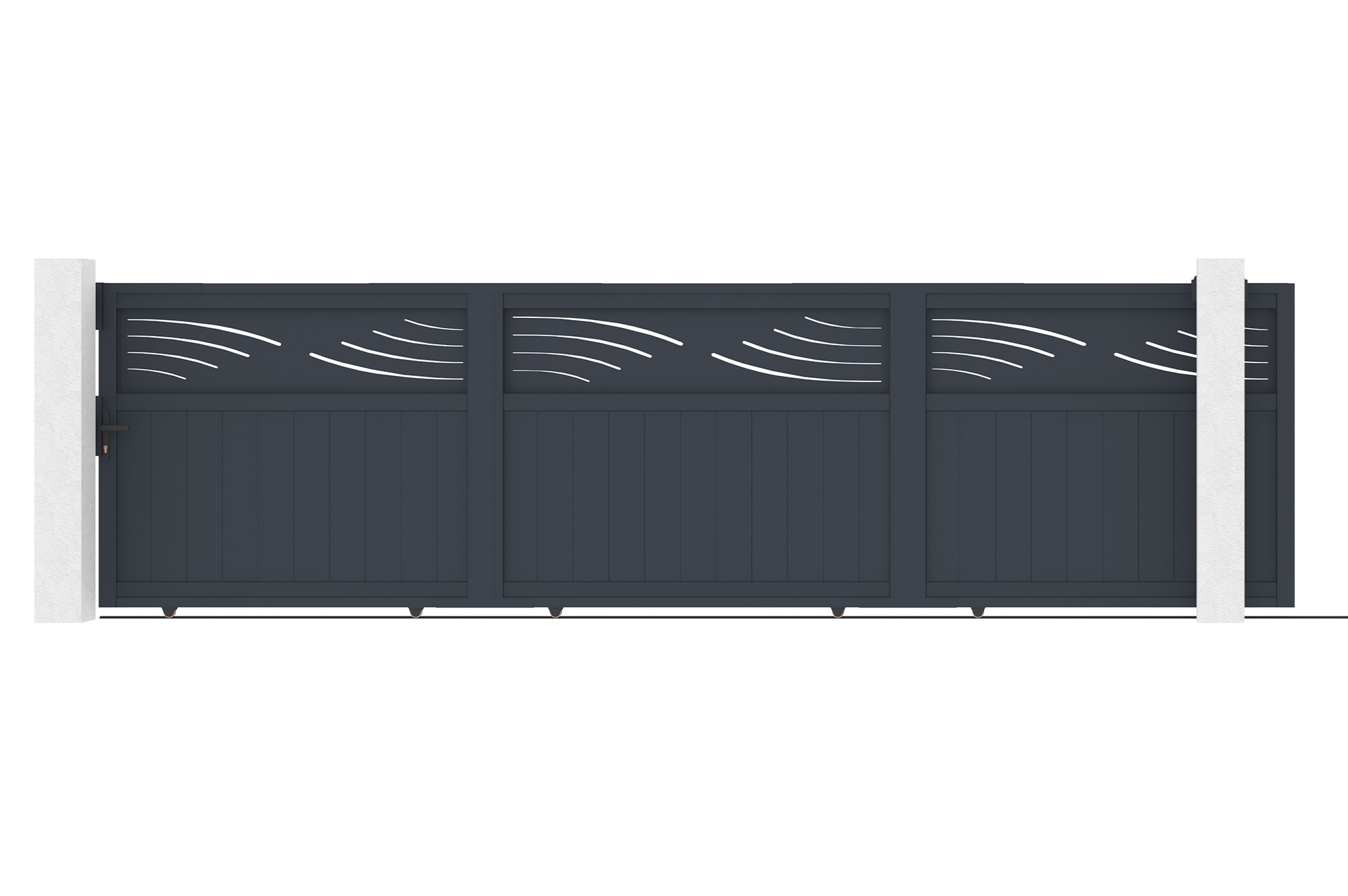 Posuvná brána HALTI 5m, výška 160 cm, sivý hliník 1