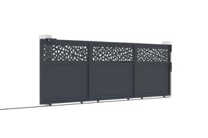 Portail coulissant 5m DOLOMITE RUIVO H.160cm aluminium gris + Portillon 1m DOLOMITE RUIVO H.160cm aluminium gris 7