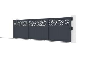 Portail coulissant 5m DOLOMITE RUIVO H.160cm aluminium gris + Portillon 1m DOLOMITE RUIVO H.160cm aluminium gris 6