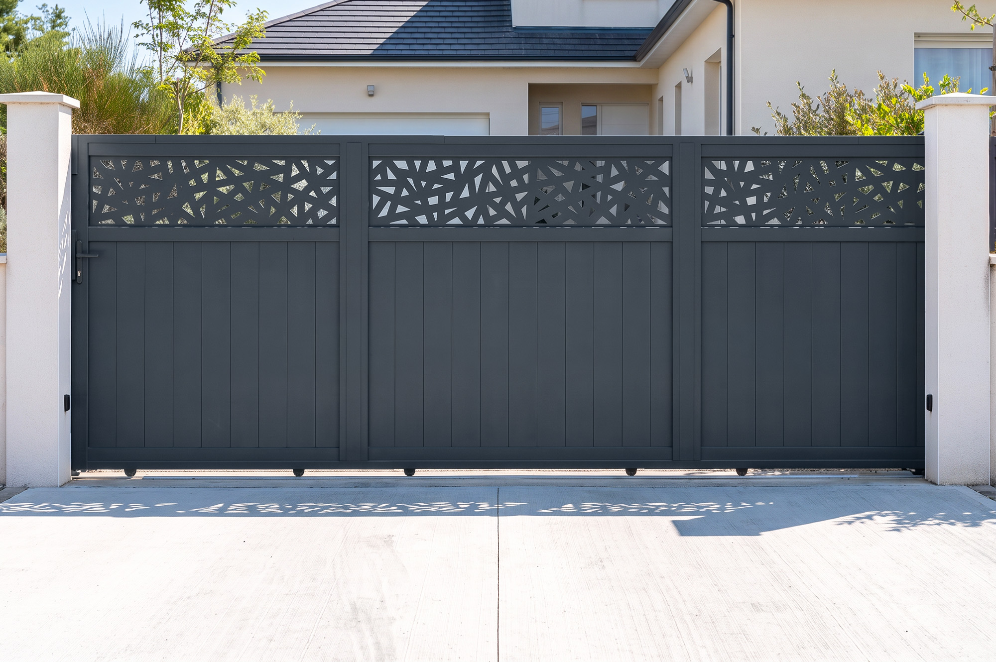 Sliding gate 5m DOLOMITE RUIVO H.160cm gray aluminum main_image