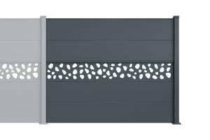 Kit de extensión de valla de aluminio con listones anchos de 2 m de altura, 150 mm de grosor, color gris antracita - Patrón de guijarros ALPIS SUNNY main_image