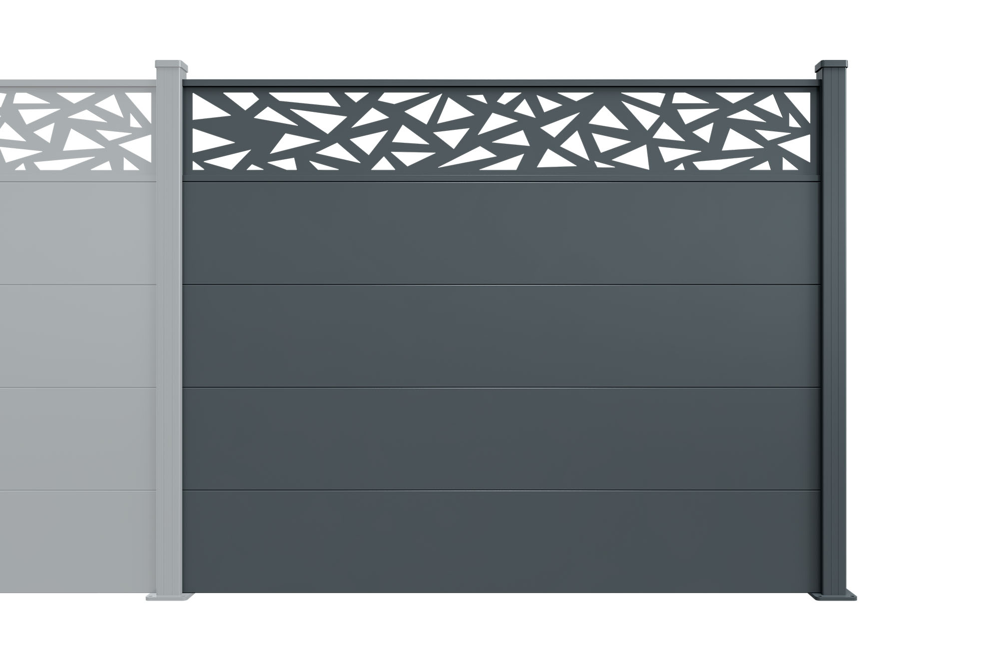 Kit de extensión de valla de aluminio con lamas anchas, 2 m de altura, 150 cm de ancho, gris antracita - ALPIS RUIVO patrones geométricos main_image