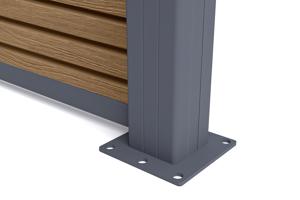 Valla compuesta PRIEL de 2 m con efecto madera, 150 cm de altura, sobre placas base de teca. 11