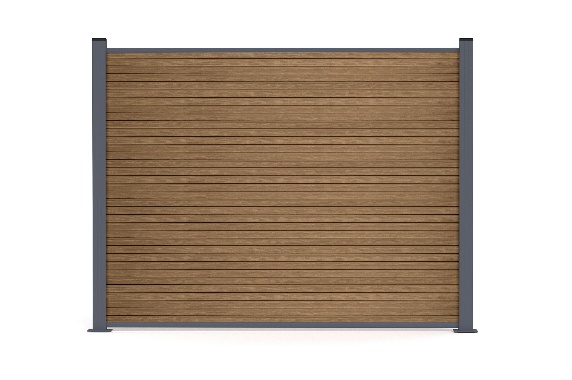 Valla compuesta PRIEL de 2 m con efecto madera, 150 cm de altura, sobre placas base de teca. 2