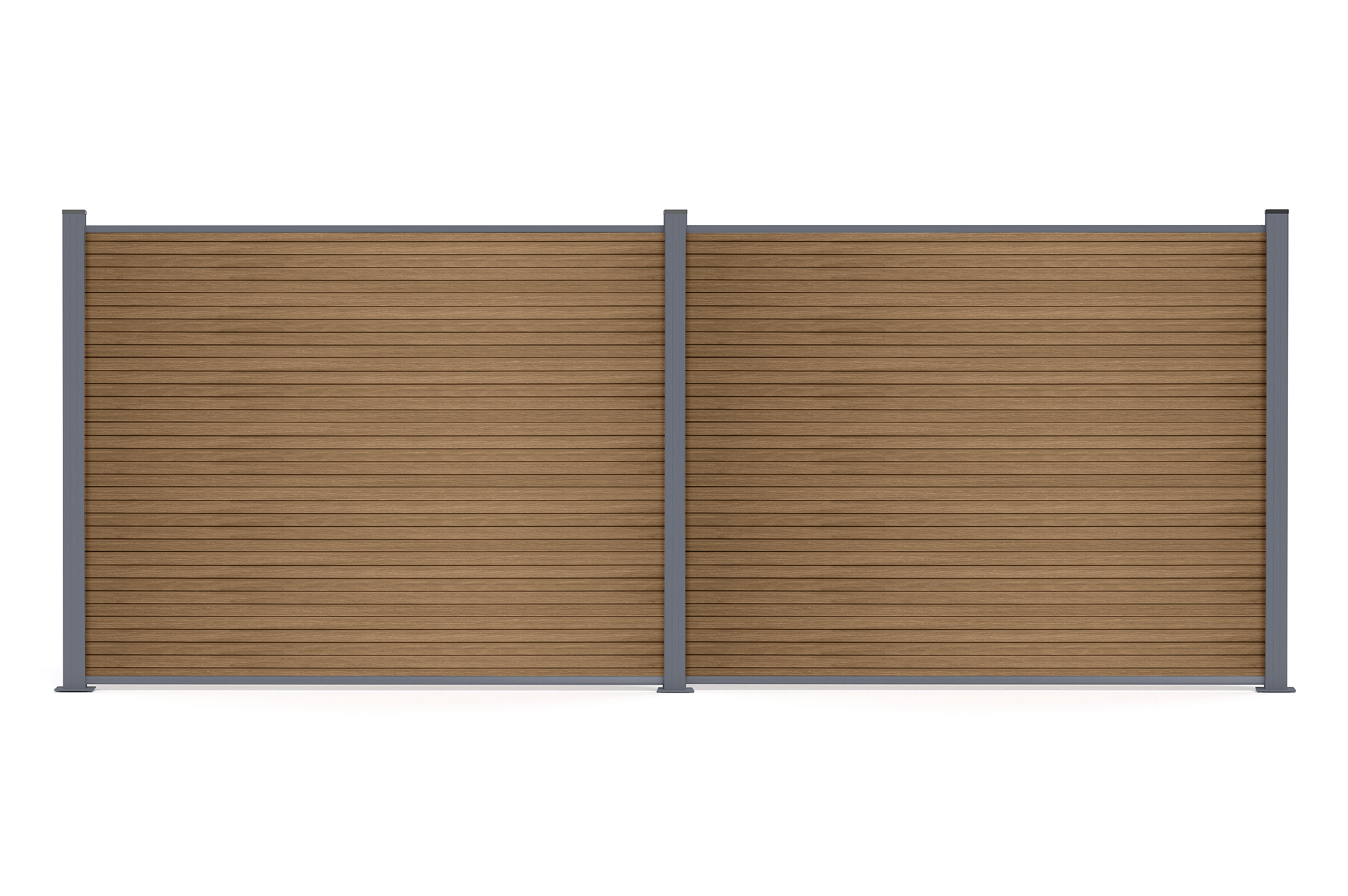 Valla compuesta PRIEL de 2 m con efecto madera, 150 cm de altura, sobre placas base de teca. 3