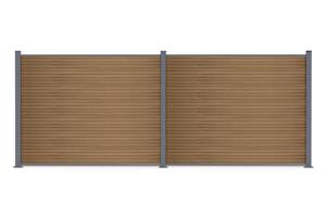 Valla compuesta PRIEL de 2 m con efecto madera, 150 cm de altura, sobre placas base de teca. 3