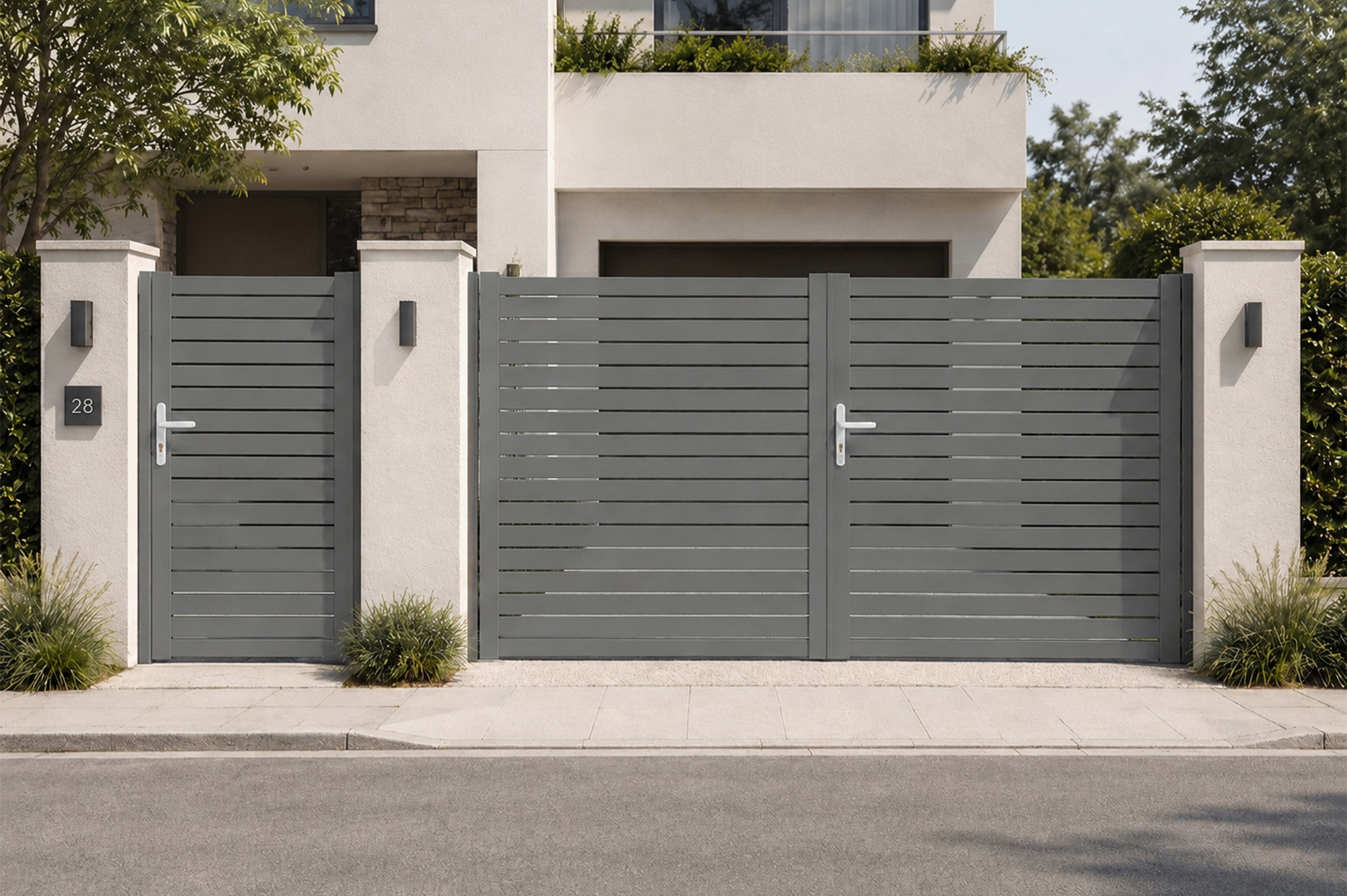 NERA 3.5m H.120cm Swing Gate, Quartz Grey 6