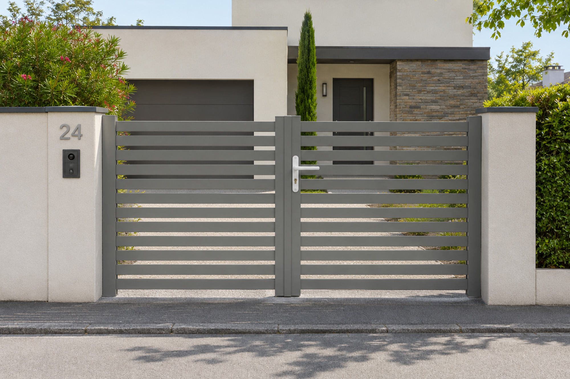 NERA 3.5m H.120cm Swing Gate, Quartz Grey 2