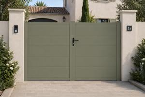 Puerta batiente TABOR de 3 m, 160 cm de alto, verde. 2