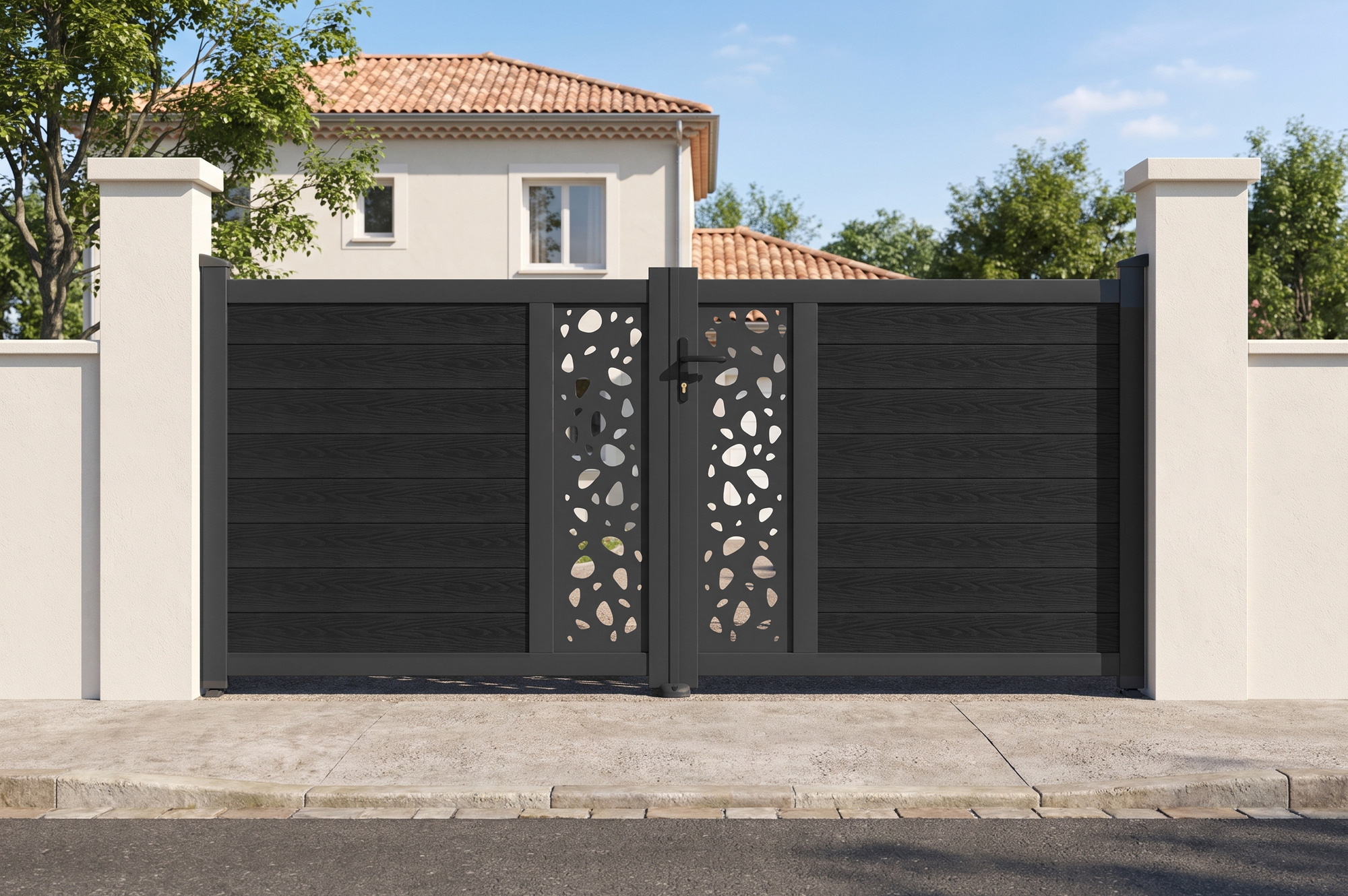ATHOS SUNNY 3m H.140cm Anthracite Grey Swing Gate with Aluminum Frame main_image