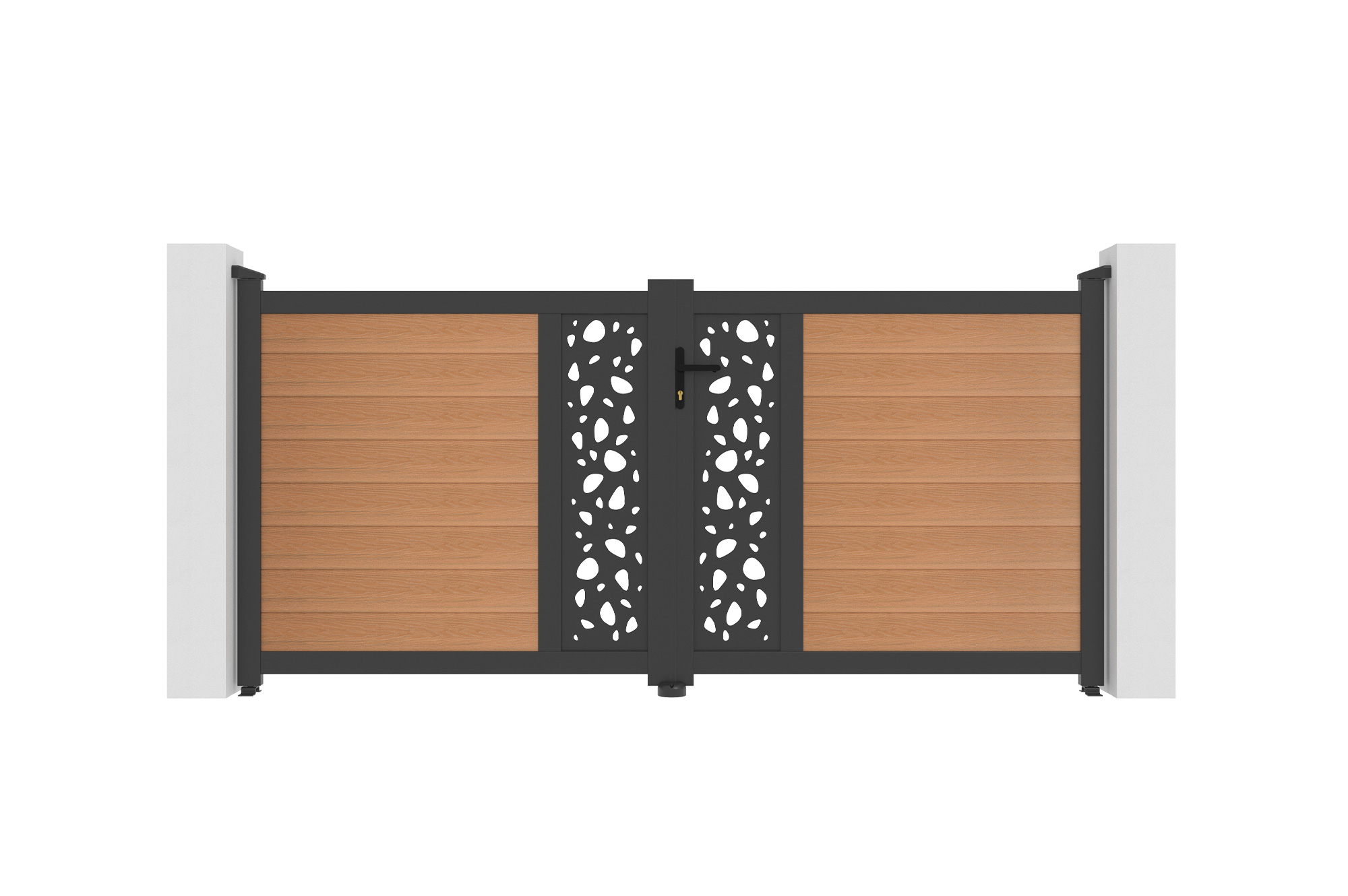 ATHOS SUNNY 3m H.140cm teak swing gate with aluminum frame, made of composite wood, with aluminum frame 2