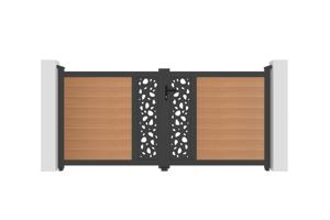 ATHOS SUNNY 3m H.140cm teak swing gate with aluminum frame, made of composite wood, with aluminum frame 2