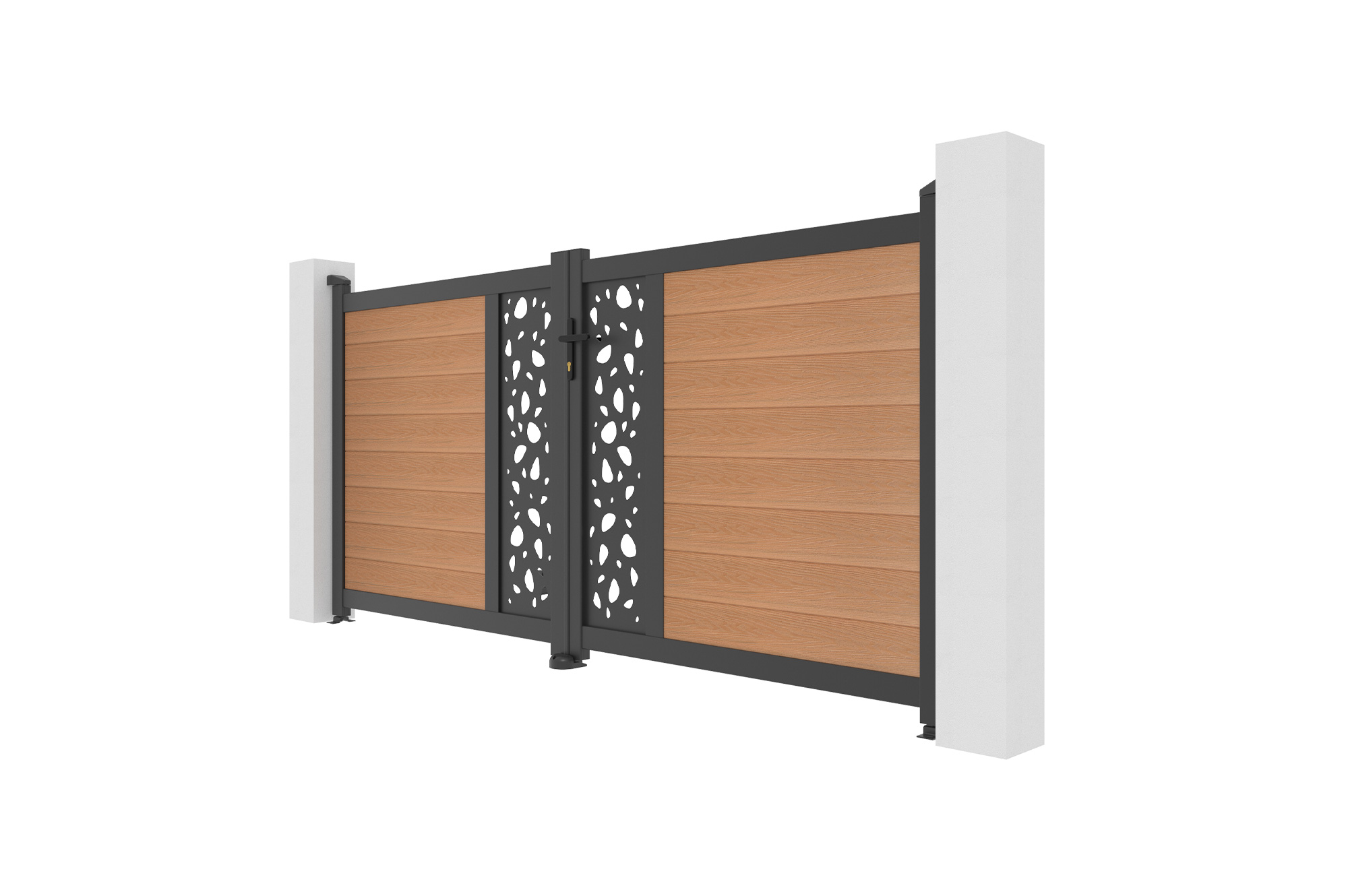 ATHOS SUNNY 3m H.140cm teak swing gate with aluminum frame, made of composite wood, with aluminum frame 4