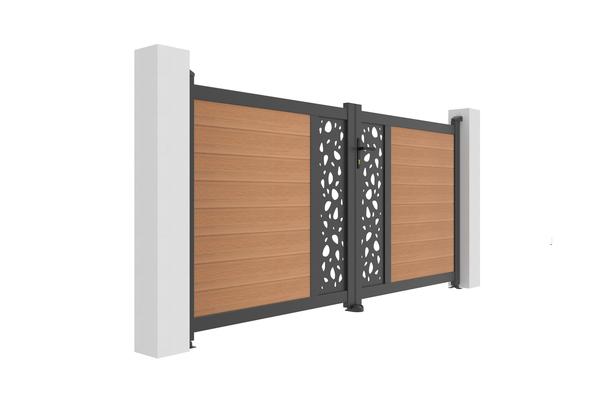 ATHOS SUNNY 3m H.140cm teak swing gate with aluminum frame, made of composite wood, with aluminum frame 3