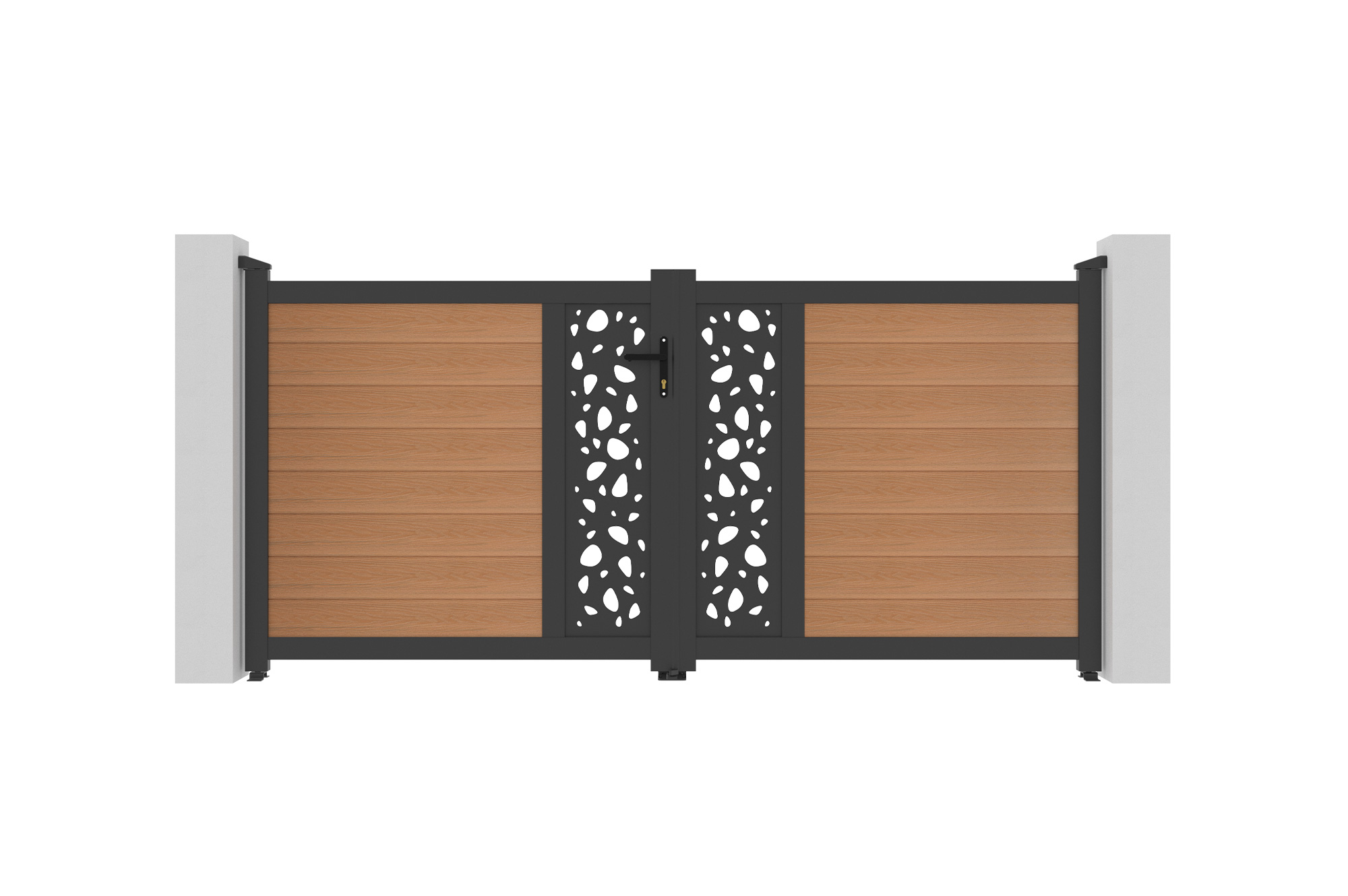 ATHOS SUNNY 3m H.140cm teak swing gate with aluminum frame, made of composite wood, with aluminum frame 8