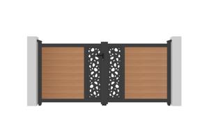 ATHOS SUNNY 3m H.140cm teak swing gate with aluminum frame, made of composite wood, with aluminum frame 8
