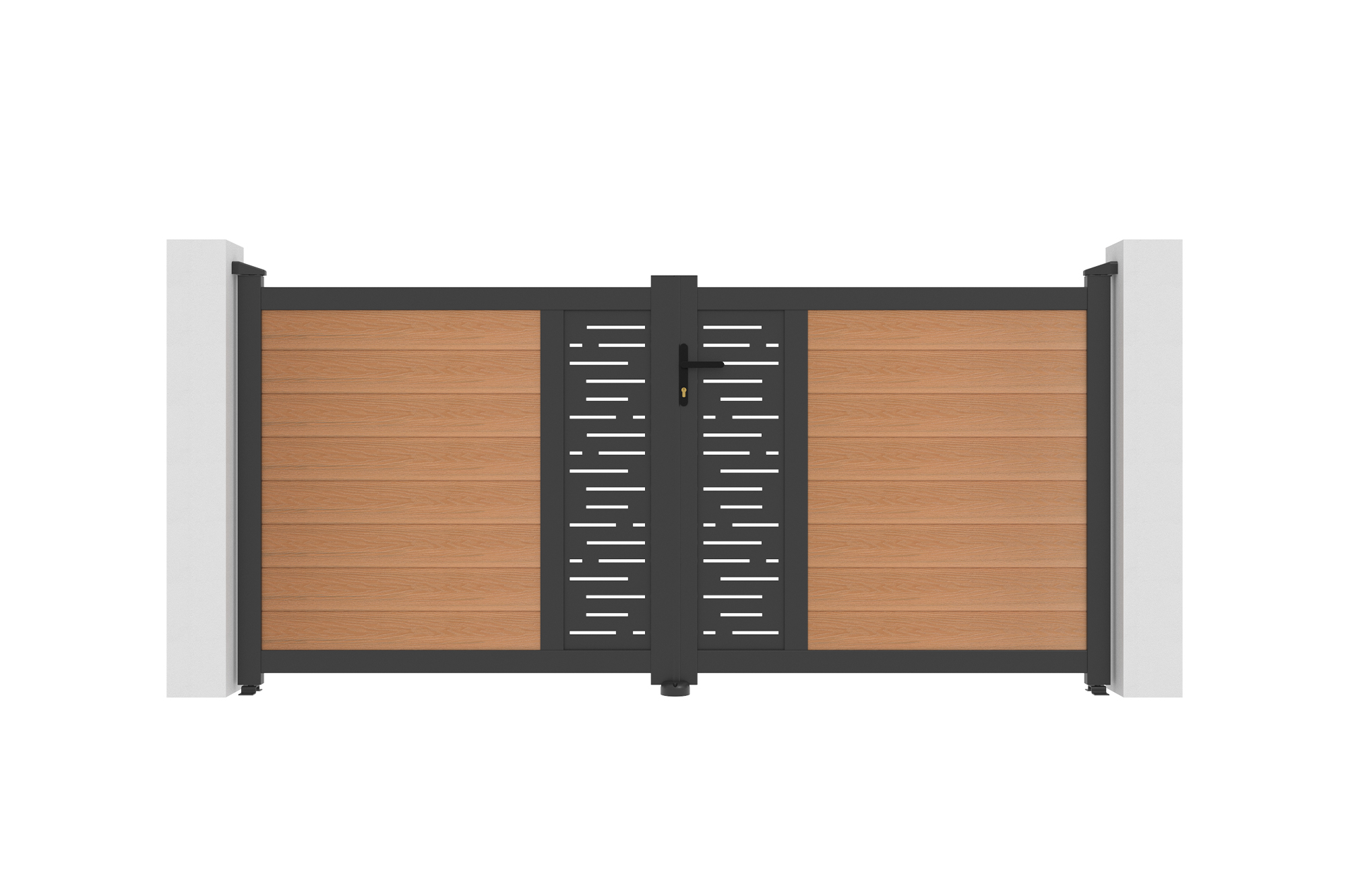 ATHOS ARLBERG 3m H.140cm teak swing gate with aluminum frame, made of composite wood, with aluminum frame 2