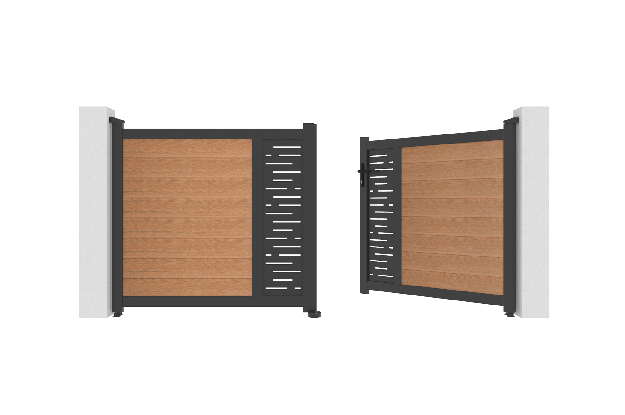 ATHOS ARLBERG 3m H.140cm teak swing gate with aluminum frame, made of composite wood, with aluminum frame 9
