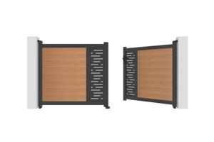 ATHOS ARLBERG 3m H.140cm teak swing gate with aluminum frame, made of composite wood, with aluminum frame 9