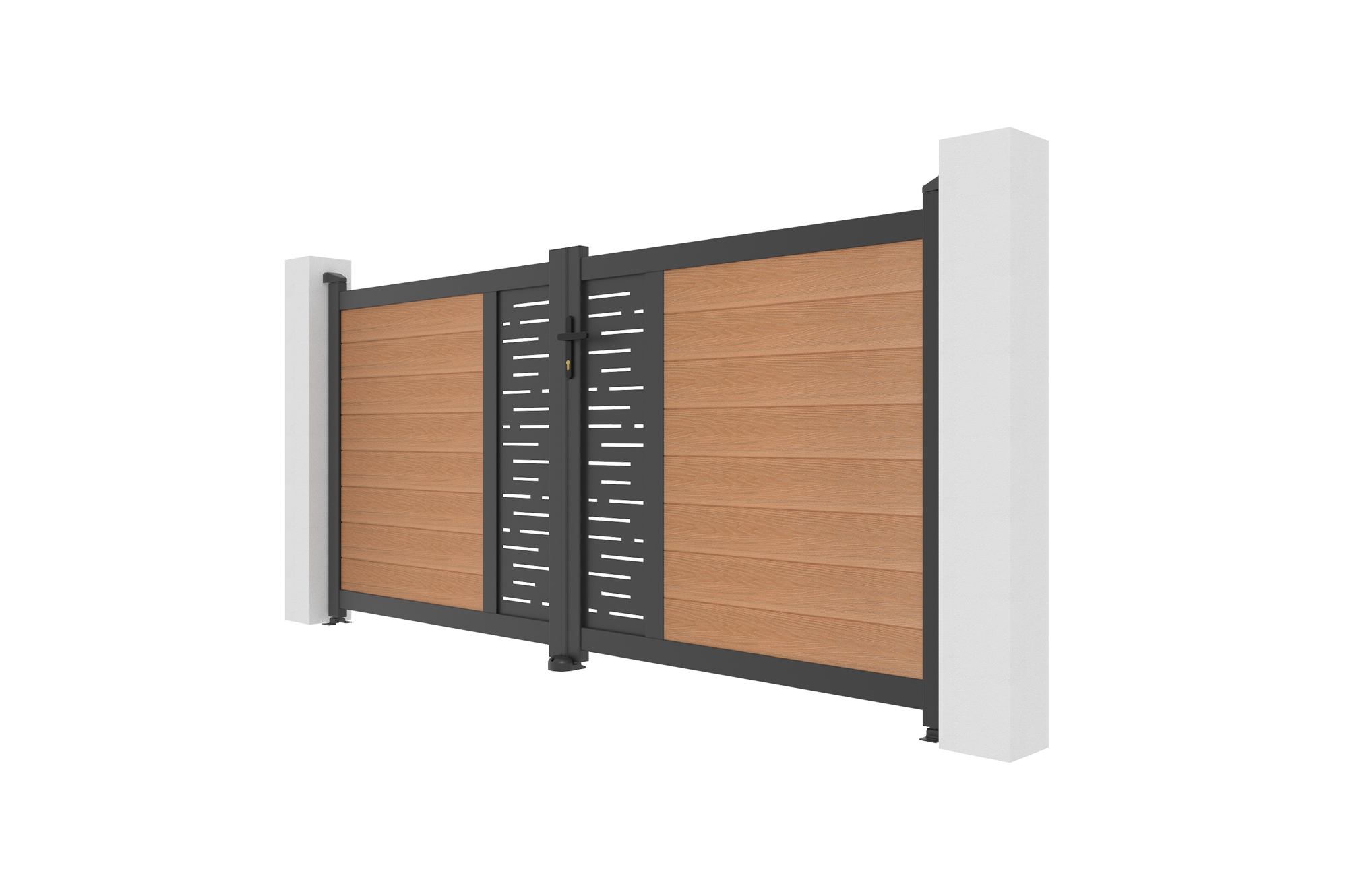 ATHOS ARLBERG 3m H.140cm teak swing gate with aluminum frame, made of composite wood, with aluminum frame 4