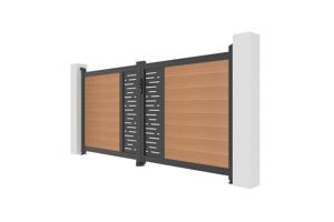 ATHOS ARLBERG 3m H.140cm teak swing gate with aluminum frame, made of composite wood, with aluminum frame 4
