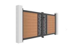 ATHOS ARLBERG 3m H.140cm teak swing gate with aluminum frame, made of composite wood, with aluminum frame 3