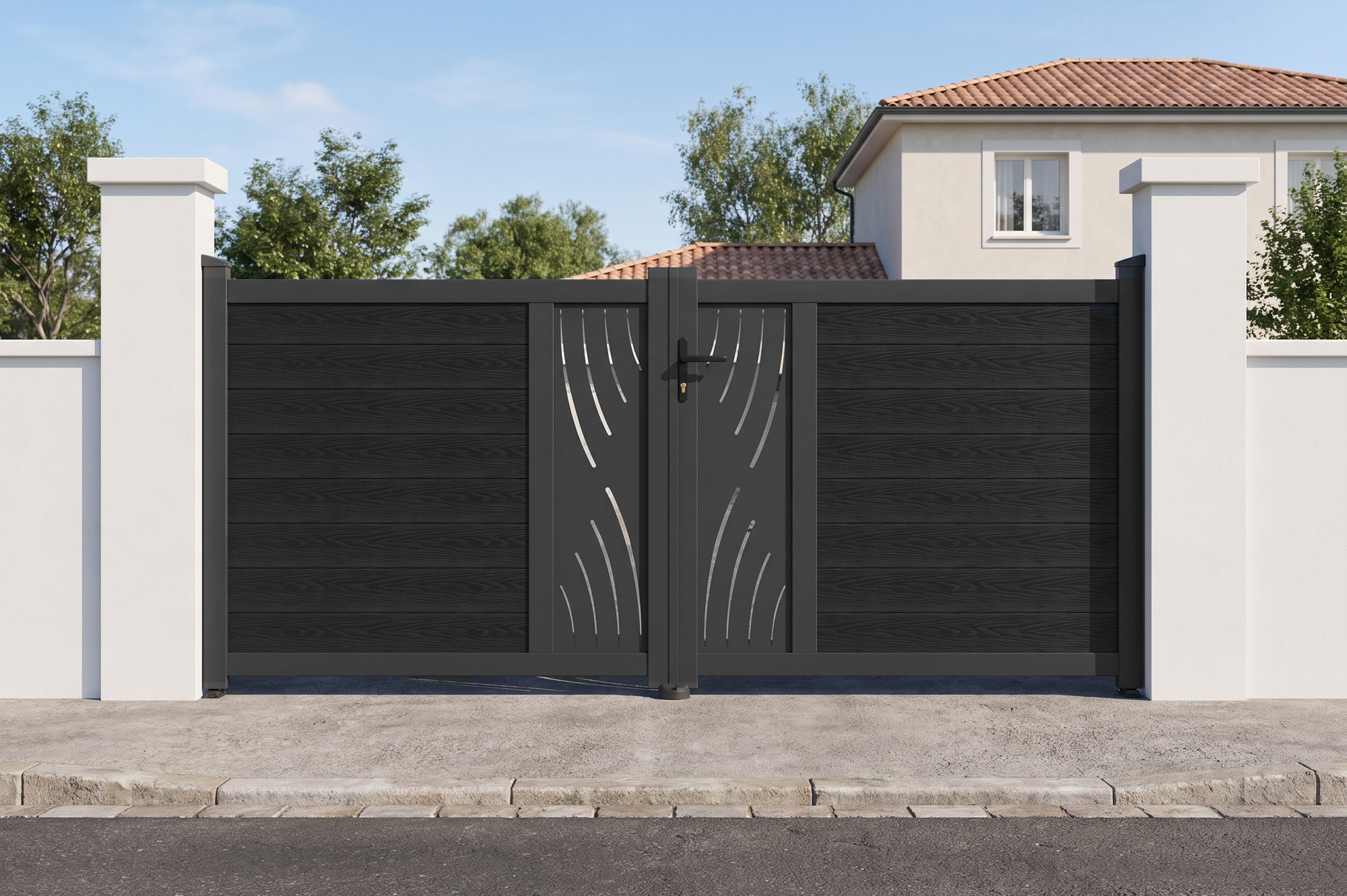 ATHOS VELETA 3m H.140cm Anthracite Grey Swing Gate with Aluminum Frame main_image