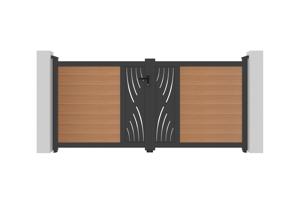 ATHOS VELETA 3m H.140cm teak swing gate with aluminum frame 8