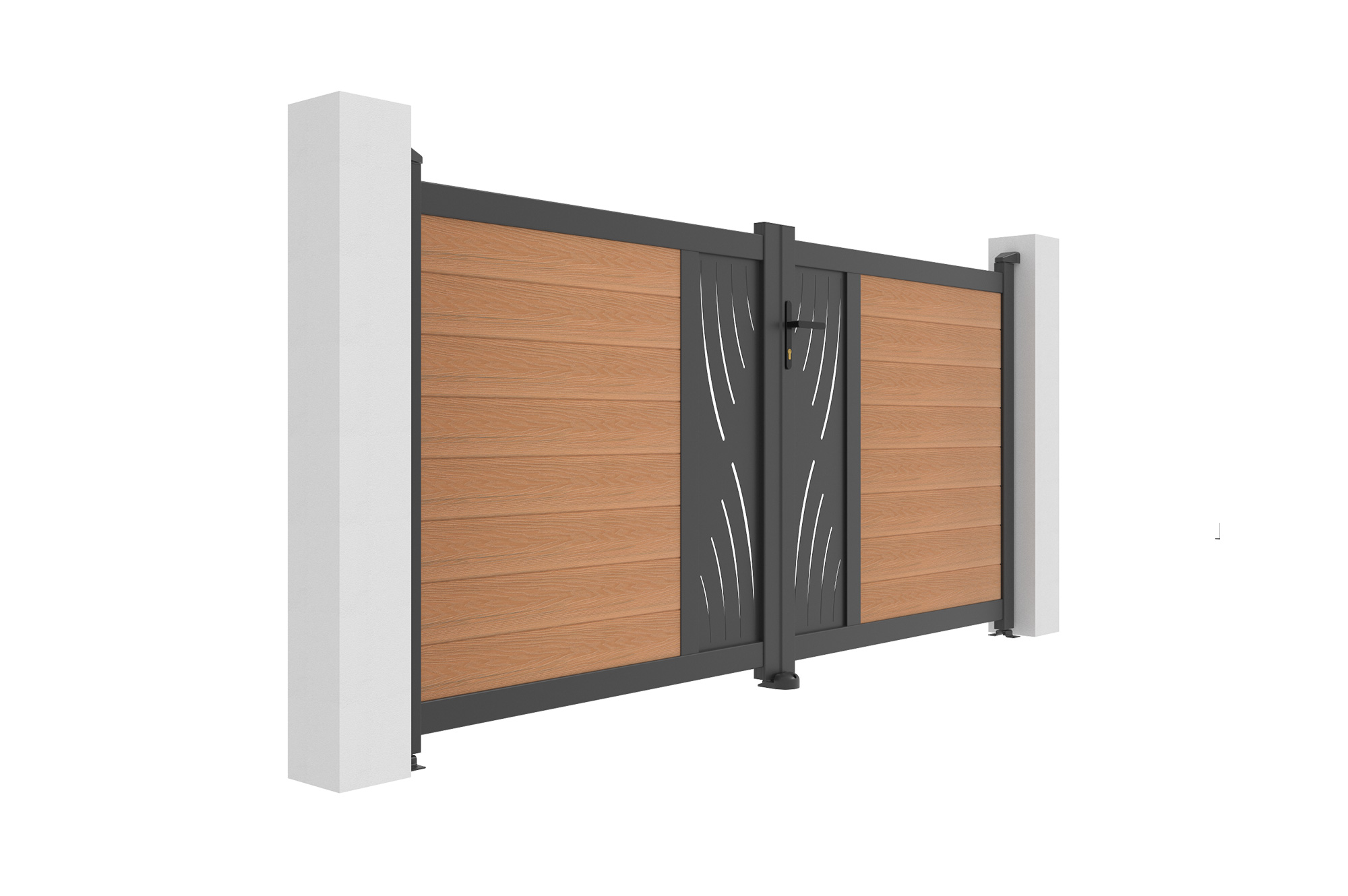 ATHOS VELETA 3m H.140cm teak swing gate with aluminum frame 3