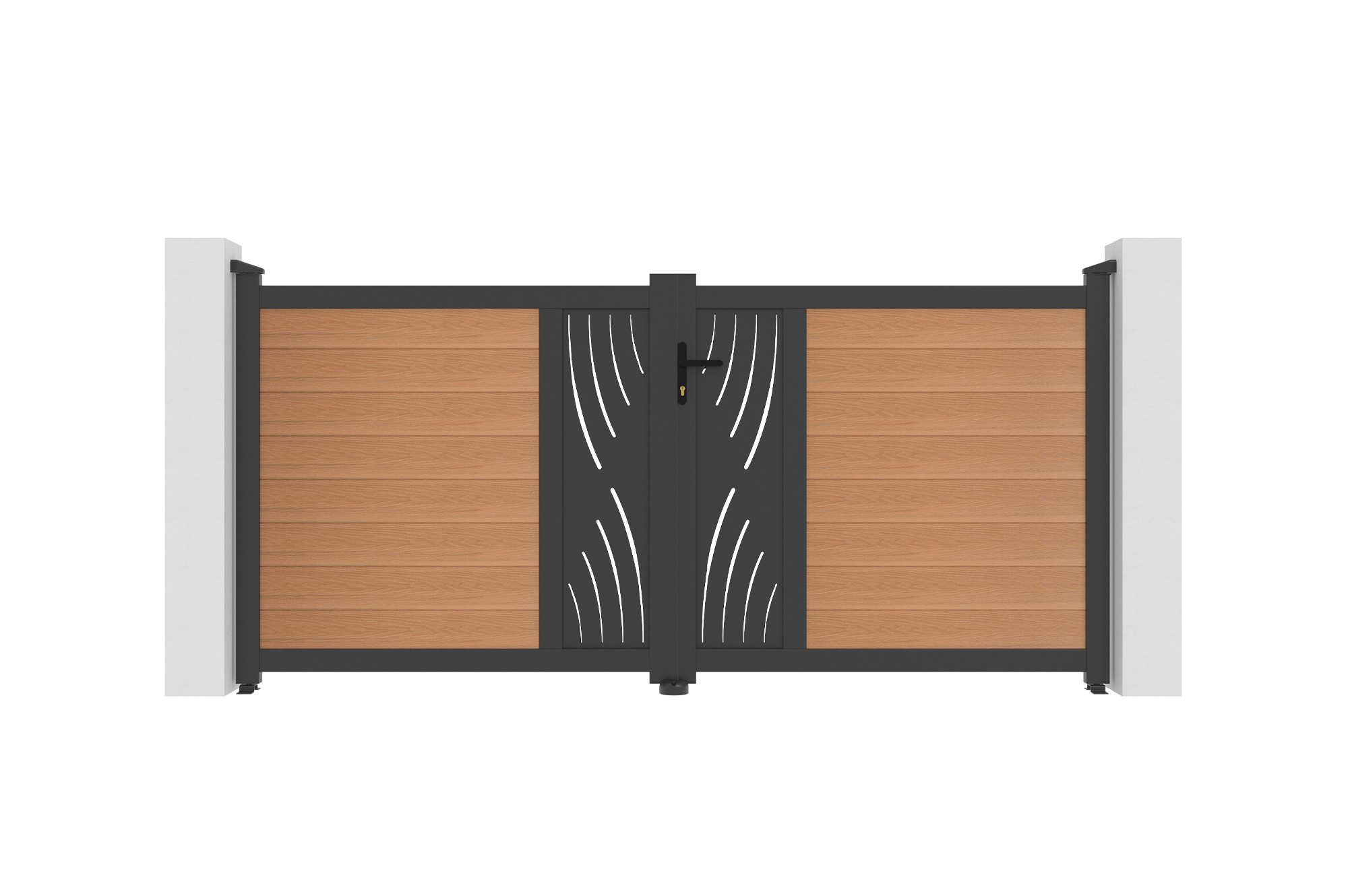 ATHOS VELETA 3m H.140cm teak swing gate with aluminum frame 2