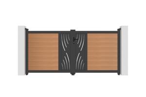 ATHOS VELETA 3m H.140cm teak swing gate with aluminum frame 2