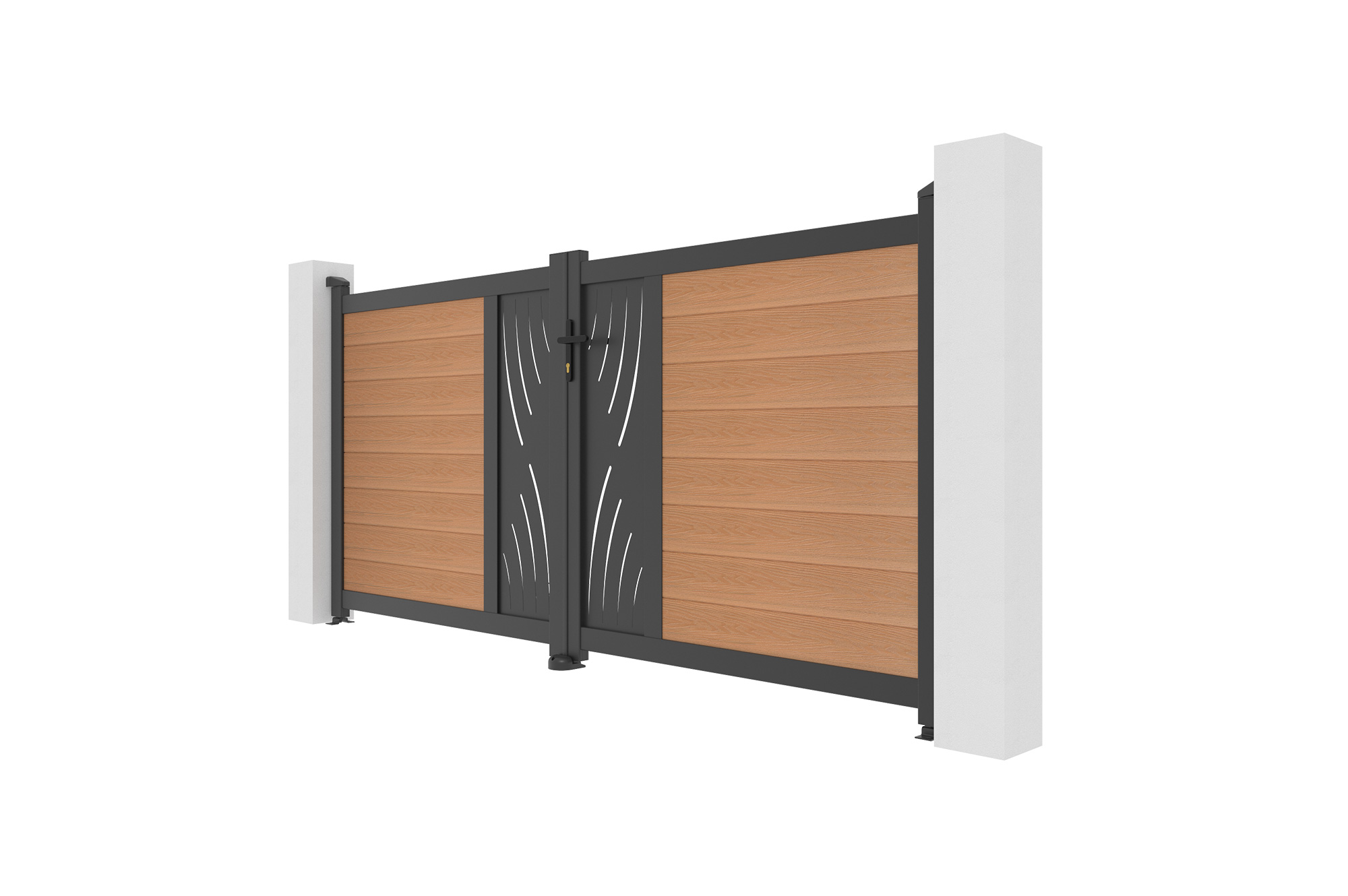 ATHOS VELETA 3m H.140cm teak swing gate with aluminum frame 4