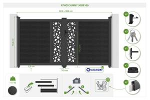 ATHOS SUNNY 3m Ma. 160cm antracit szürke tömörfa lengőkapu alumínium kerettel + RANGER B150 motorral 5