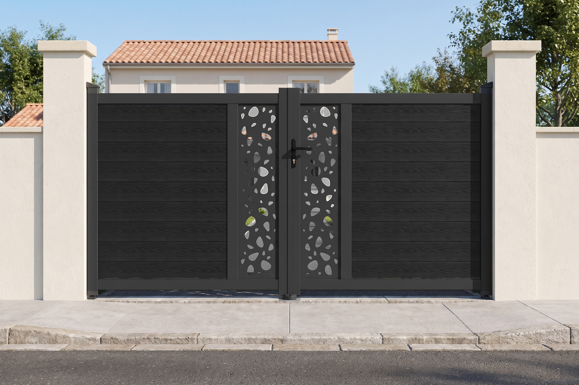 ATHOS SUNNY 3m H.160cm Anthracite Grey Swing Gate with Aluminum Frame main_image
