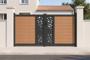 ATHOS SUNNY 3m H.160cm teak swing gate with aluminum frame, featuring a composite wood design and aluminum frame main_image thumbnail