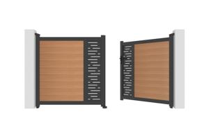 ATHOS ARLBERG 3m H.160cm teak swing gate with aluminum frame, made of composite wood, with aluminum frame 9