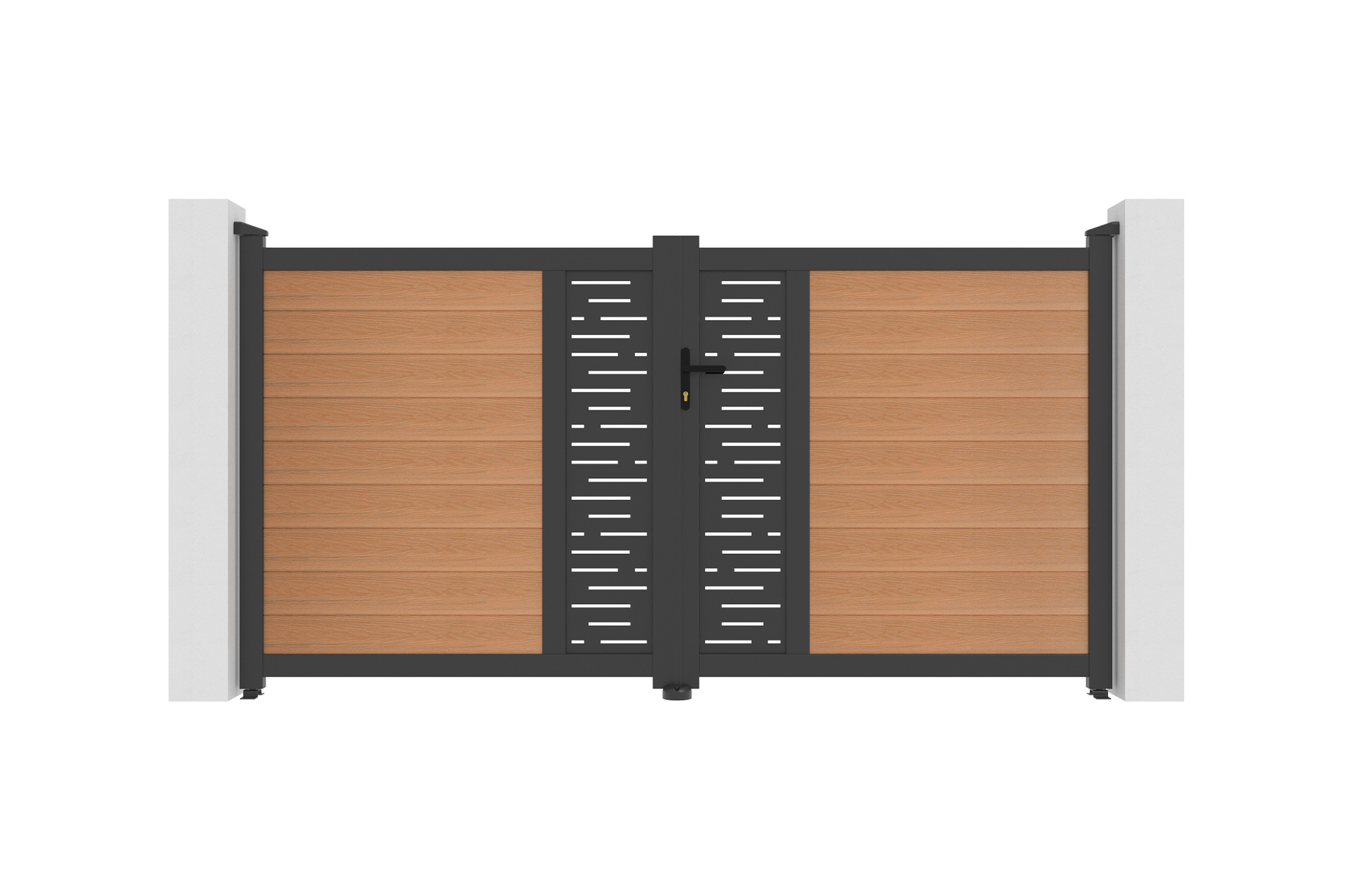 ATHOS ARLBERG 3m H.160cm teak swing gate with aluminum frame, made of composite wood, with aluminum frame 2