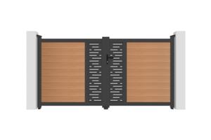 ATHOS ARLBERG 3m H.160cm teak swing gate with aluminum frame, made of composite wood, with aluminum frame 2