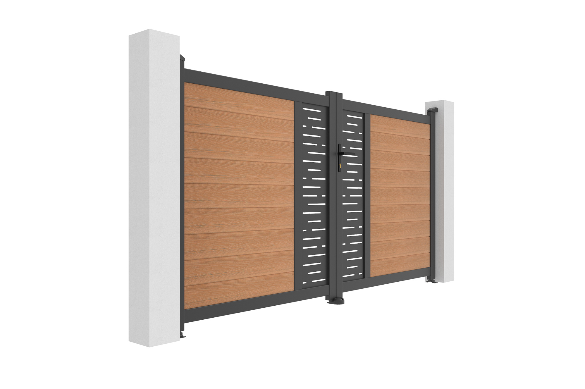 ATHOS ARLBERG 3m H.160cm teak swing gate with aluminum frame, made of composite wood, with aluminum frame 3