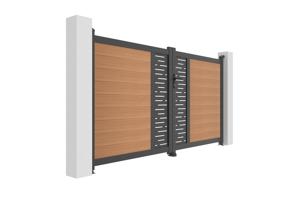 ATHOS ARLBERG 3m H.160cm teak swing gate with aluminum frame, made of composite wood, with aluminum frame 3